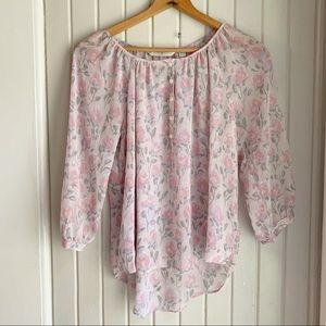 LC Lauren Conrad Floral Sheer Top